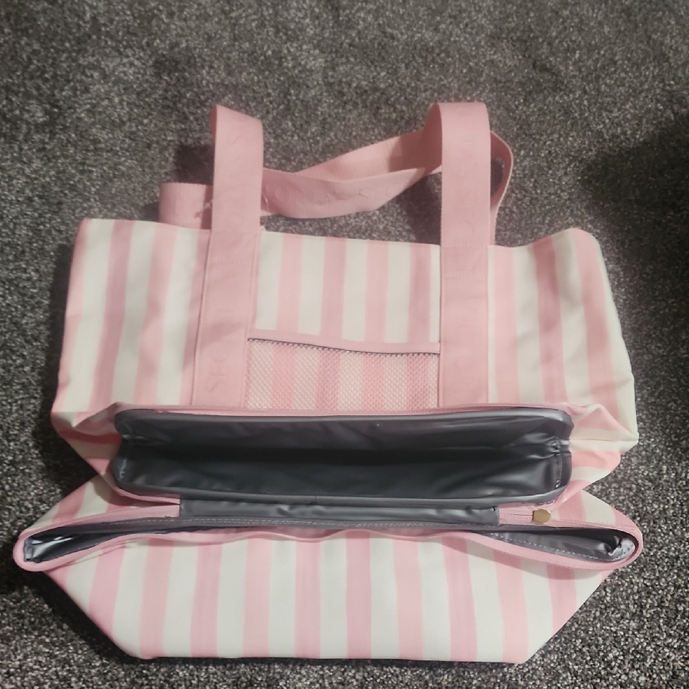 Victoria Secret Pink Striped Cooler Tote Bag
